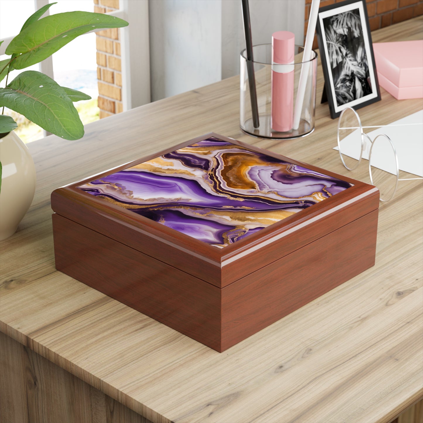 Unique Art Print Design Jewelry Box Trinket Box Bedroom Dresser Decor Vanity Gift Box - 3 colors to choose from