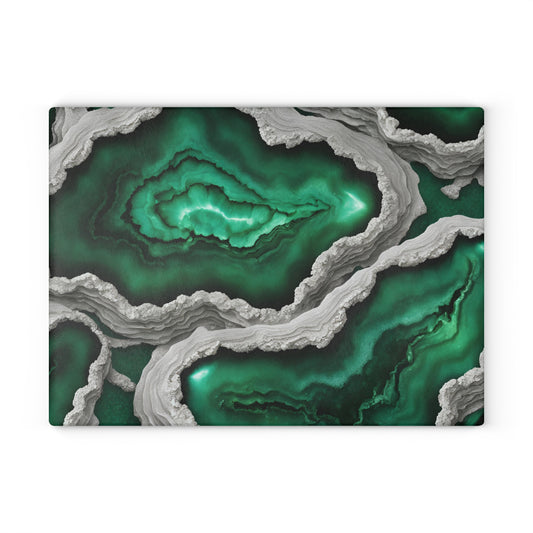 Kitchen Decor Glass Geode-Themed Image Unique Rock Lover Cutting Board Serving Tray Home Cook Gift Colorful Glass Charcuterie Board