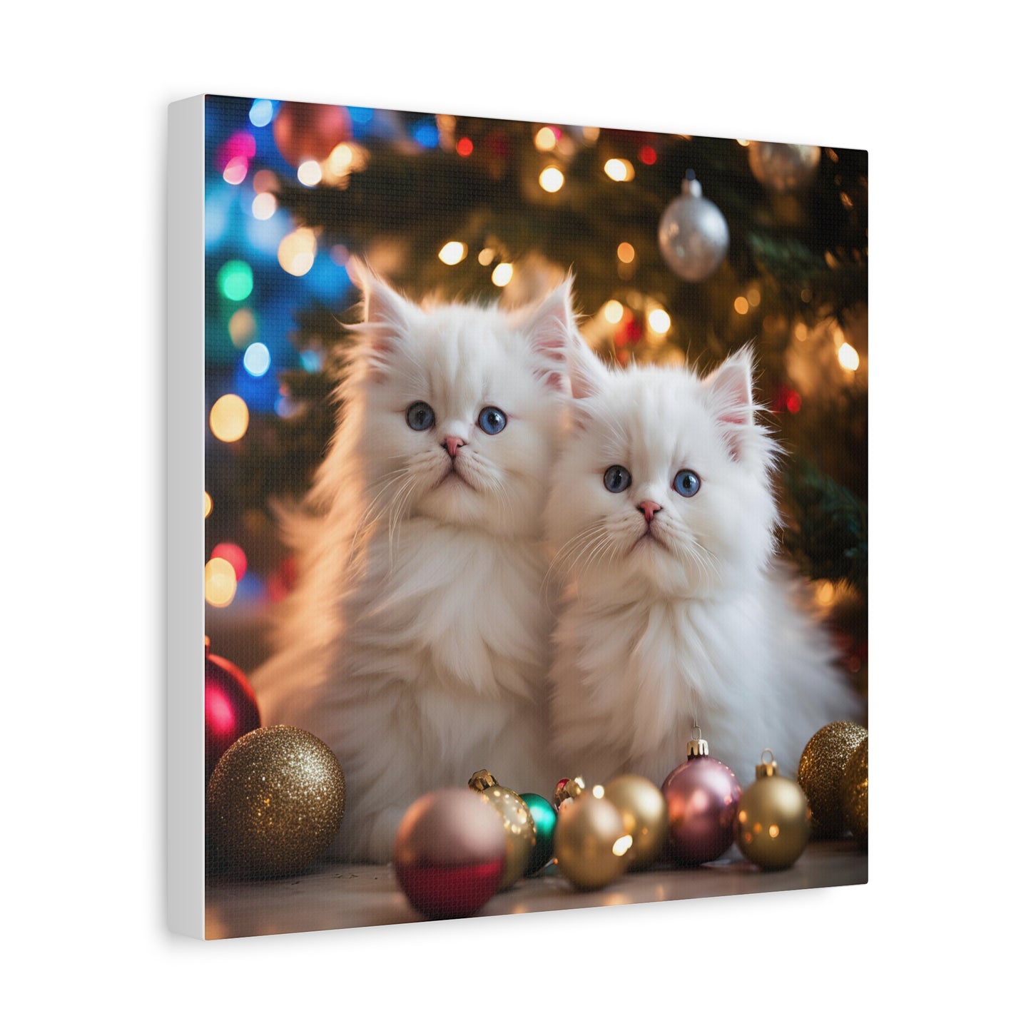 Christmas Kittens Print Wall Art | Matte Canvas, Stretched, 1.25" | Animal Lover | Holiday Gift |