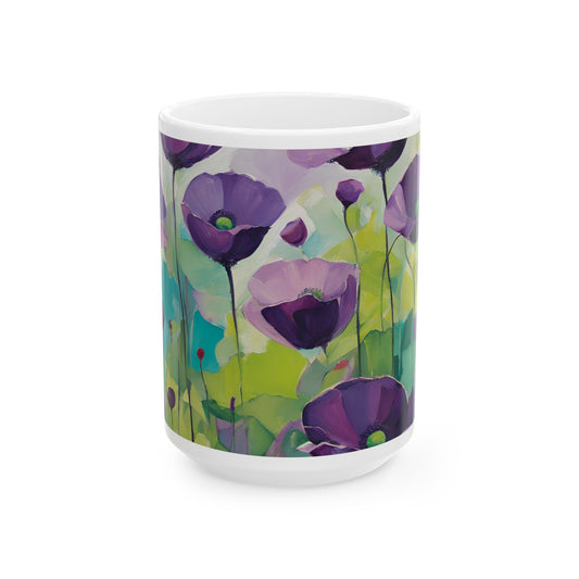 Boho Wildflowers Cottagecore 15-oz Coffee Mug Pressed Flowers Pastel Floral Nature Mug Wildflower Tea Cup Flower Garden Lover Gift for Her