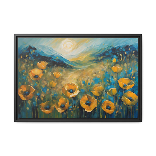 Poppy Print Floral Design Unique Framed Canvas Print Wall Art Flower Lover Gift Nature Gift Wildflower Contemporary Decor 3 frame colors
