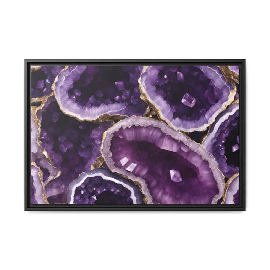 Purple Amethyst Crystal Geode Design Print Matte Canvas Wall Art Nature Lover Gift Geology Rock Lover Gift 3 frame colors to choose from