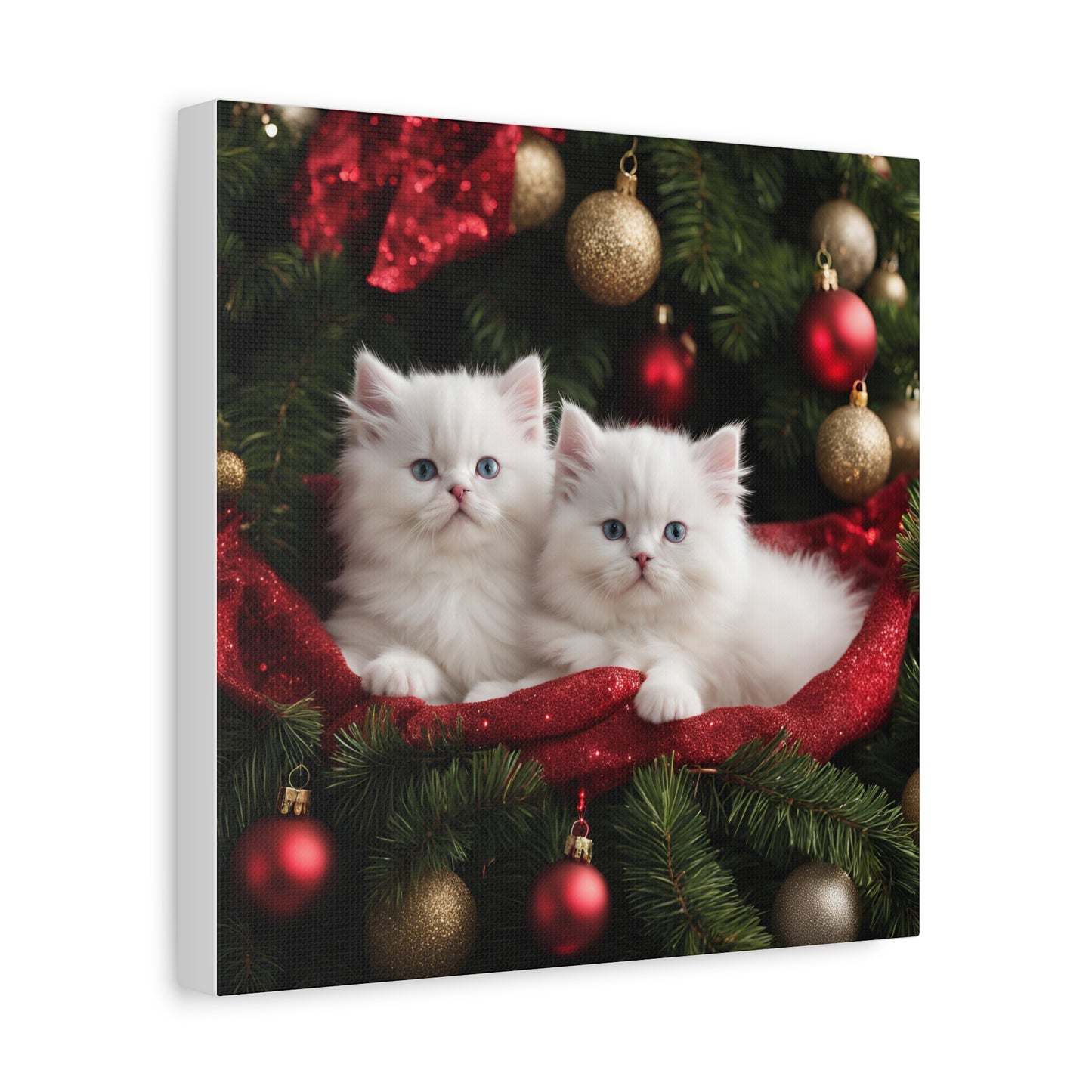 Christmas Kittens Print Wall Art | Matte Canvas, Stretched, 1.25" | Animal Lover | Holiday Gift |