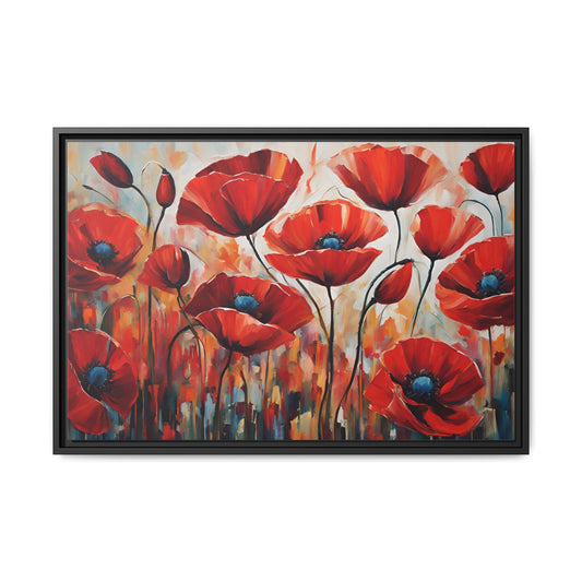 Poppy Print Floral Design Unique Framed Canvas Print Wall Art Flower Lover Gift Nature Gift Wildflower Contemporary Decor 3 frame colors