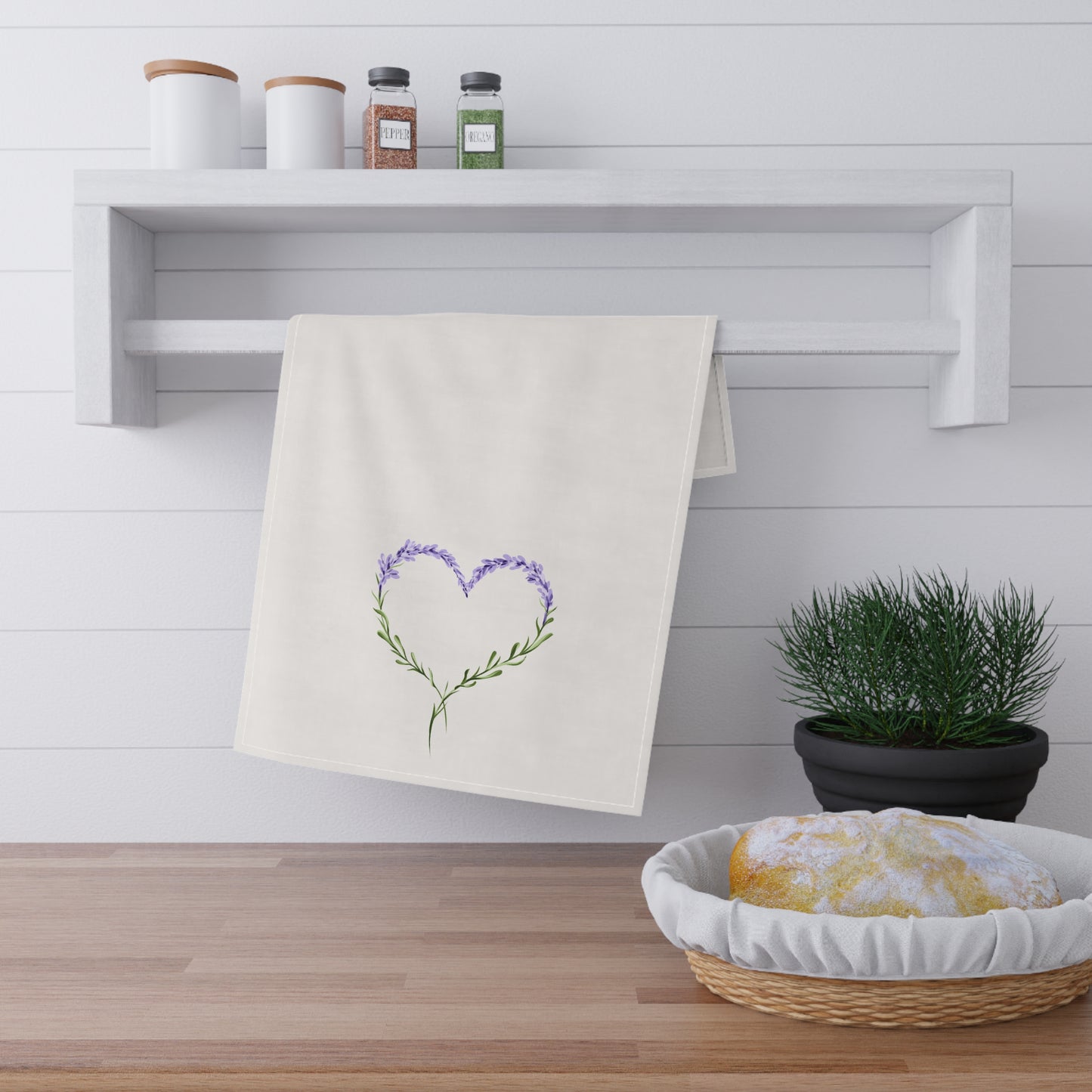 Lavender Floral Pastel Kitchen Tea Towel Durable Hand Towel Gift for Flower Lover Whimsical Home Decor Decorative Kitchen Cotton Twill