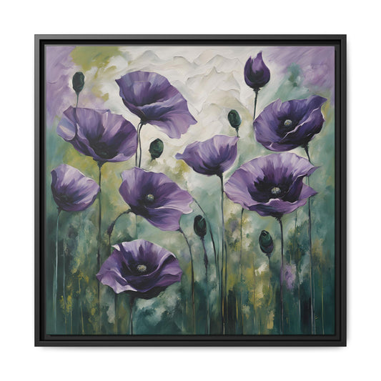 Modern Poppies Print Floral Design Unique Framed Canvas Print Wall Art Flower Lover Gift Nature Lover Gift Wildflower Decor 3 frame colors