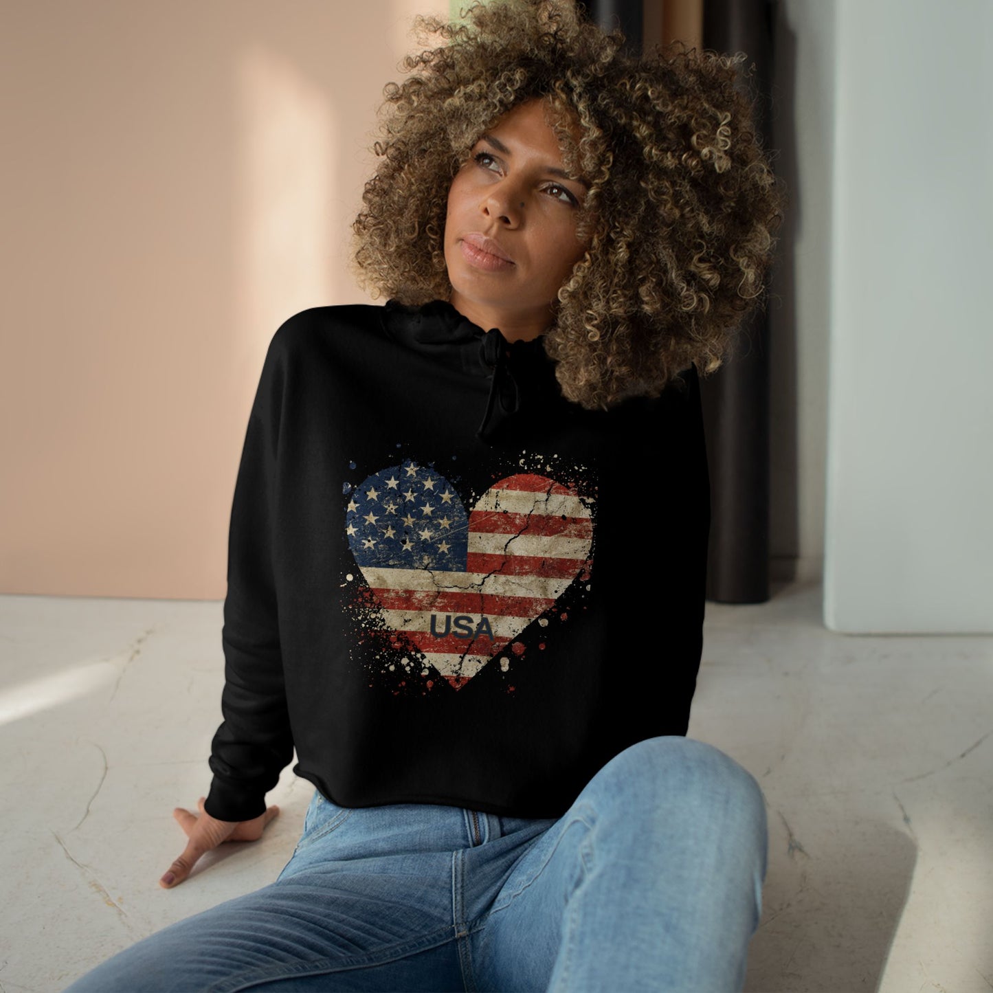 USA Flag Crop Hoodie