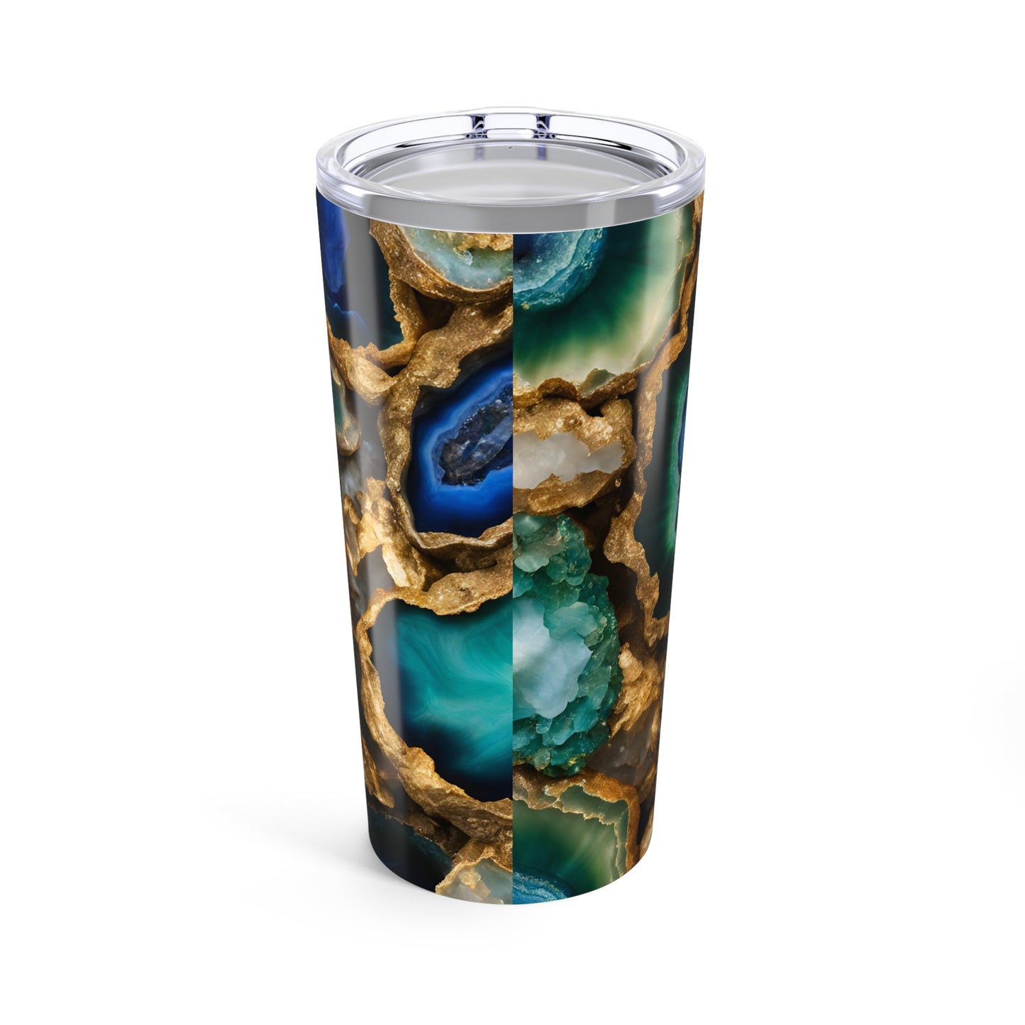 Blue and Green Amethyst Crystal Geode Design 20 oz Tumbler Nature Lover Gift Geology Rock Lover Insulated Stainless Hot or Cold Tumbler