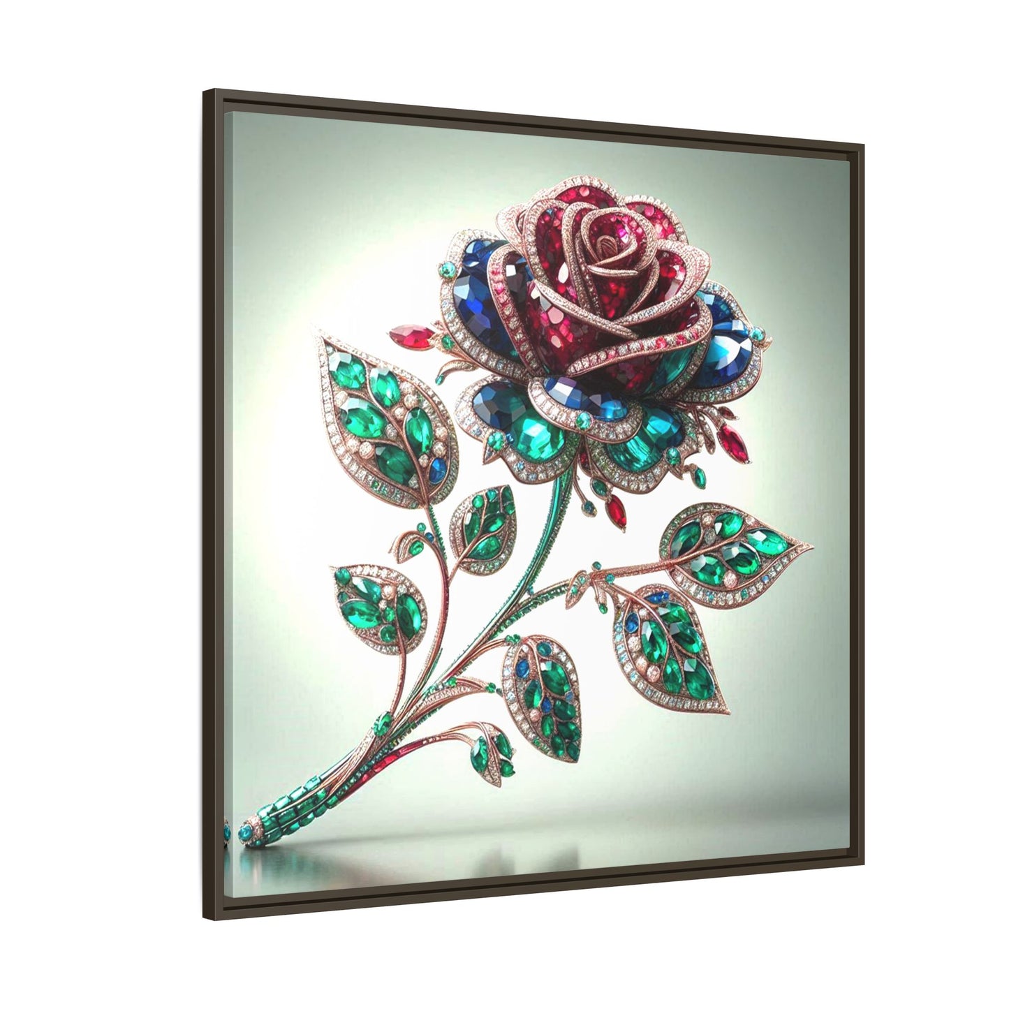 Bejeweled Rose Framed Canvas Print Wall Art Unique Fashion Designer Haute Couture Fashionista Flower Lover Gift Decor 3 Frame Colors