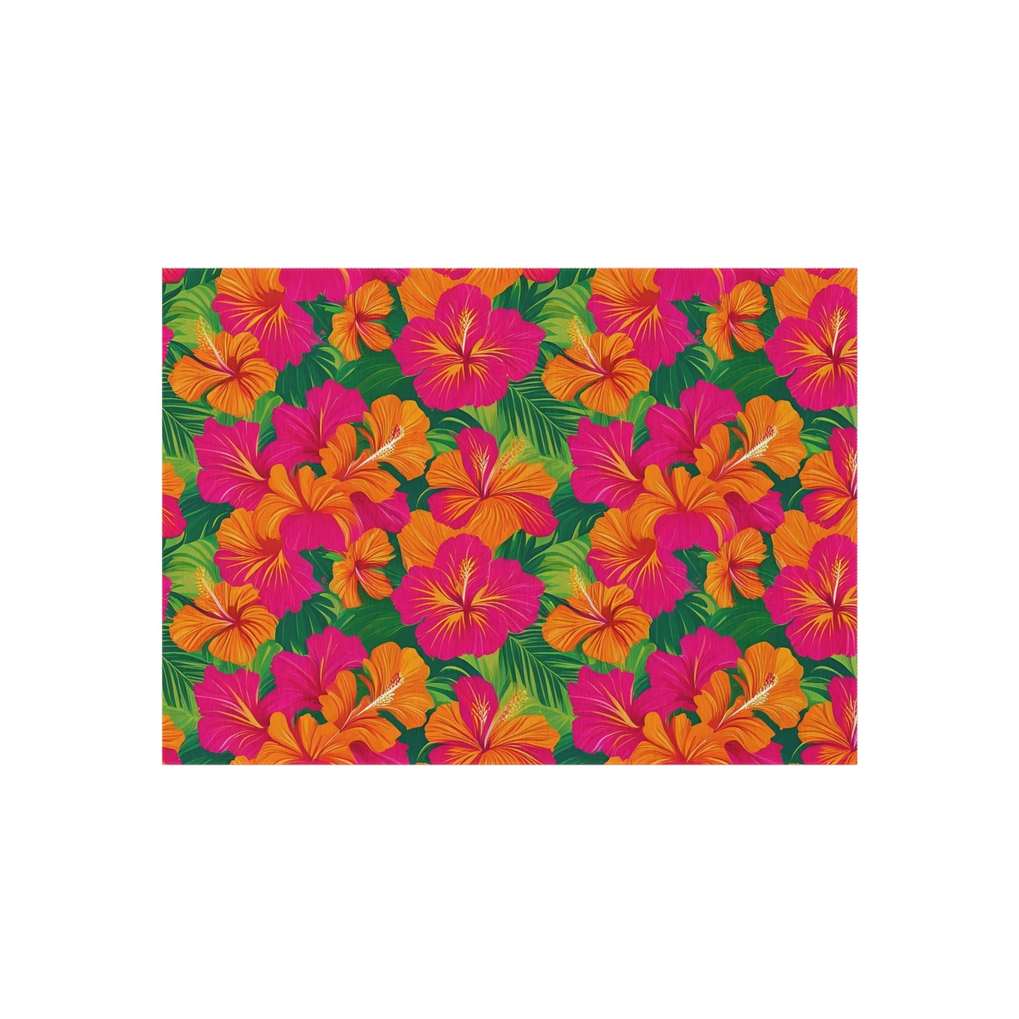 Tropical Chenille Outdoor Rug with No-Skid Backing Cozy Outdoor Carpet Patio Decor Hawaiian Floral Beachy Gazebo Rug Pool Area Decor