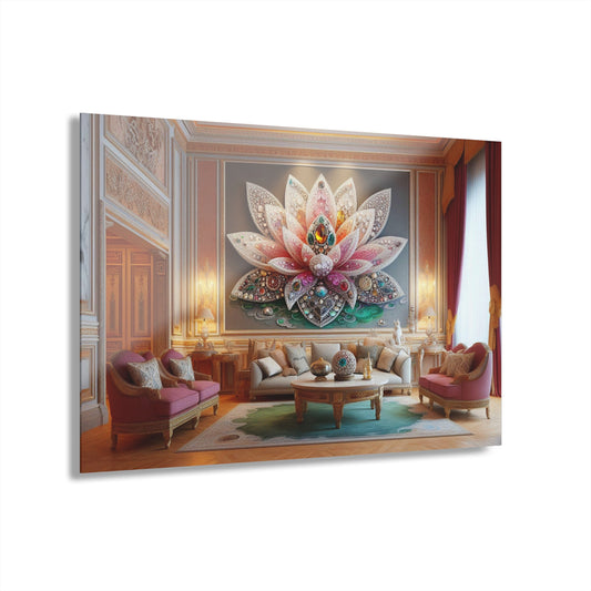 Large Lotus Blossom Floral Design Acrylic Print with French Cleat Nature Lover Wall Art Flower Lover Gift Artwork Modern Garden Home Decor