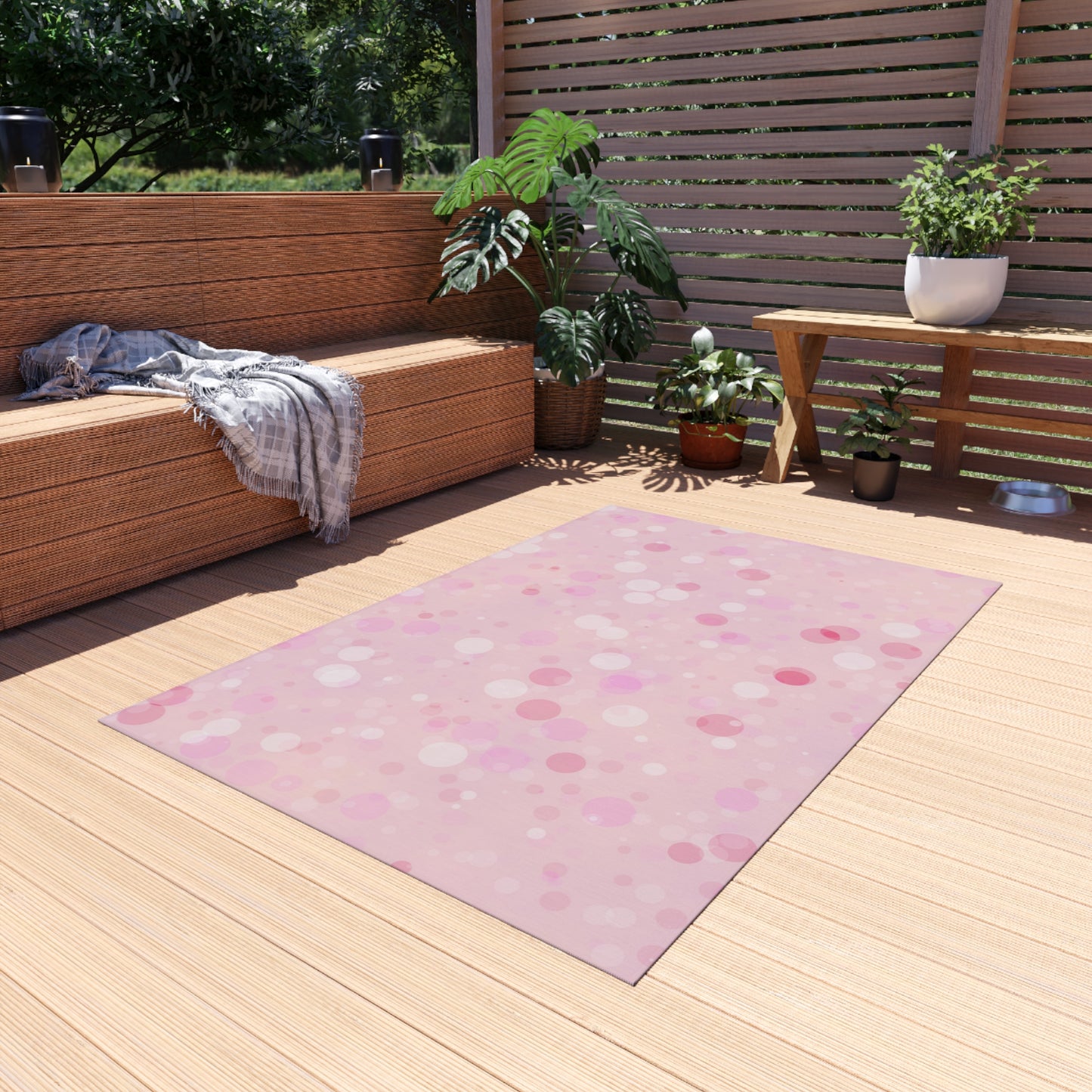 Pink Chenille Outdoor Rug with No-Skid Backing Cozy Outdoor Carpet Patio Decor Gazebo Rug Pool Area Decor Outdoor Kitchen Carpet