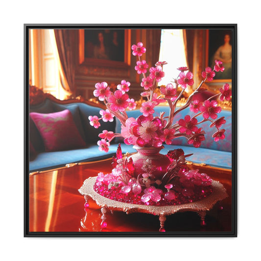 Pink Bejeweled Bonzai Tree Framed Canvas Print Wall Art Unique Nature Lover Asian Art Gift Decor 3 Frame Colors