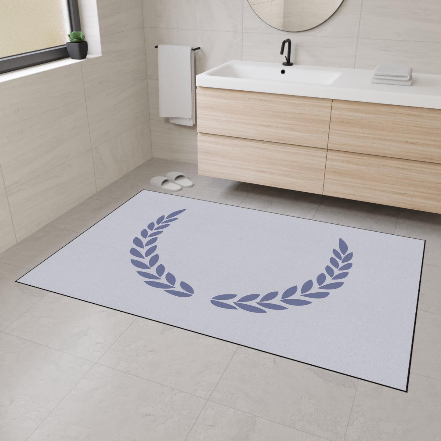 Decorative Heavy Duty Non-Slip Floor Mat Stylish Design Perfect for Entryway Kitchen Décor Grey Leaf Floral Design Rug Bathroom Mat