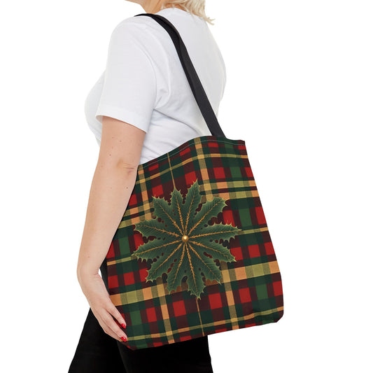 Christmas Tote Bag Holiday Cheer Gift Glam Winter Accessory Reusable Winter Plaid Tartan Shopping Bag Xmas Joy Gift Unisex Bag for Him Her