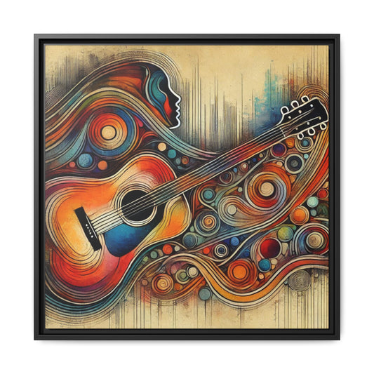 Modern Music-Themed Print Abstract Design Unique Framed Canvas Print Guitar Wall Art Music Lover Gift Decor 3 frame colors