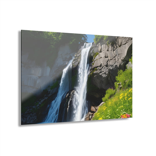 Large Waterfall Acrylic Print with French Cleat Nature Lover Wall Art Mountain Life Gift Outdoors Artwork Modern Home Decor